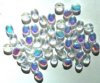 50 8x6mm Transparent Crystal AB Flat Oval Glass Beads